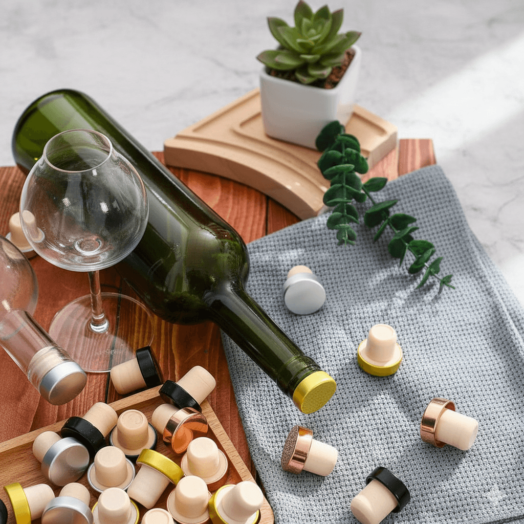 Premium synthetic corks with bottle