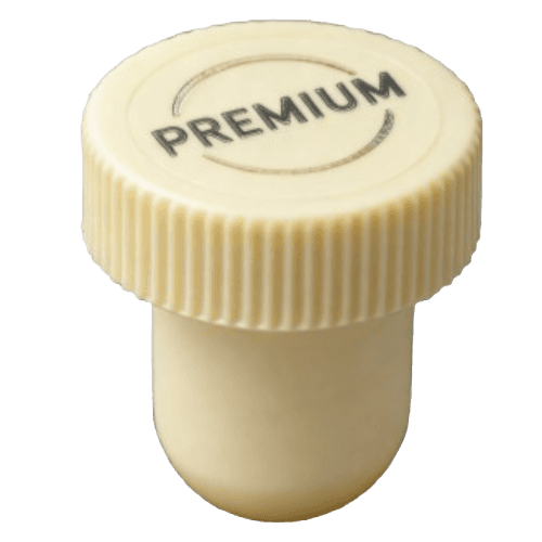 Cork closure featuring metallic hot-stamped top design